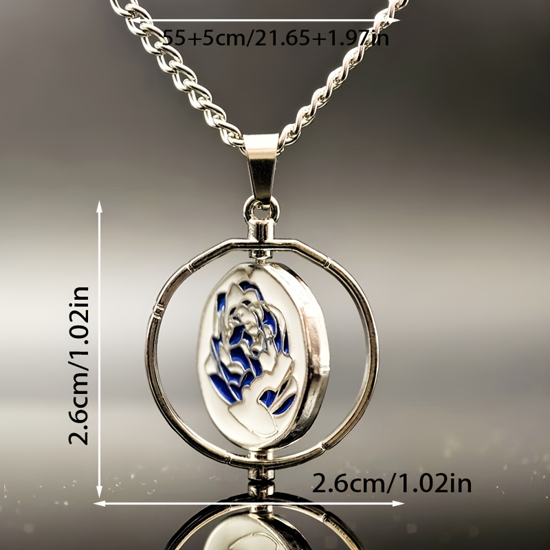 Double-Sided Rose Stainless Steel Chain Pendant Necklace